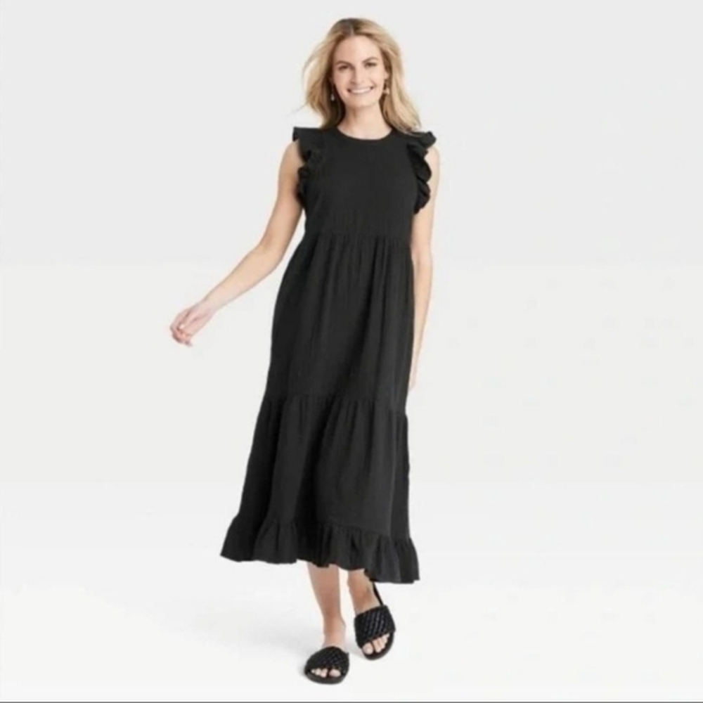 Ruffle Hem Maxi Dress With Pockets